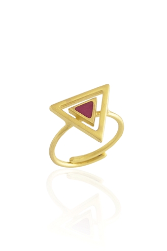 Δαχτυλίδι Χειροποίητο Triangle Pink Enamel