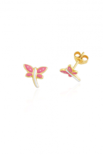 Earrings Butterfly Pink-White