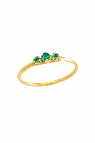 Ring Gold Green Dots