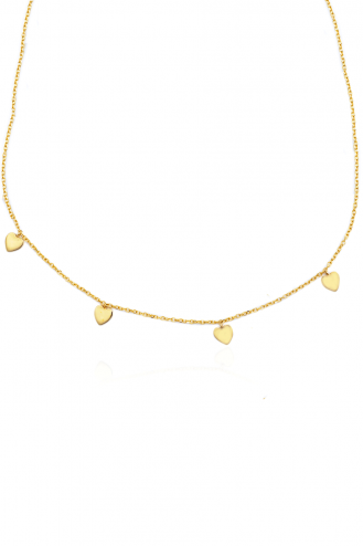 Necklace Gold Hearts Drops