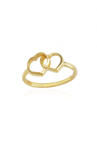 Gold Ring Double Heart