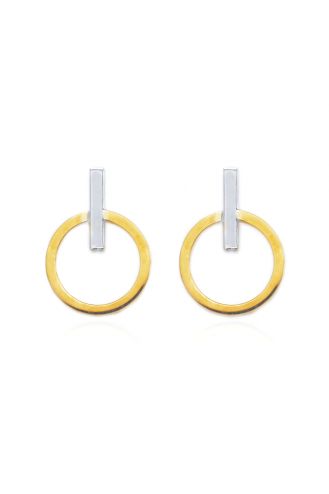 Earrings Gold White Line