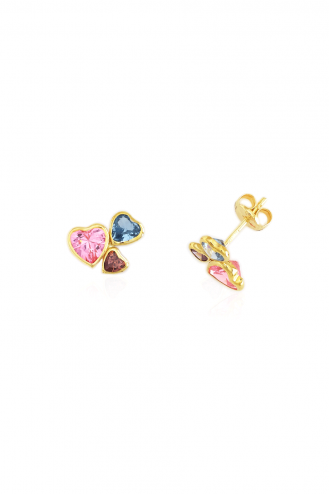 Earrings Triple Hearts