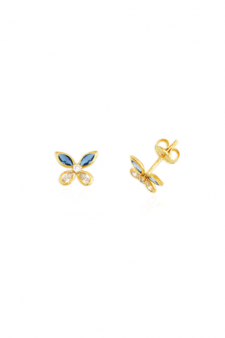 Earrings Butterfly White-Blue